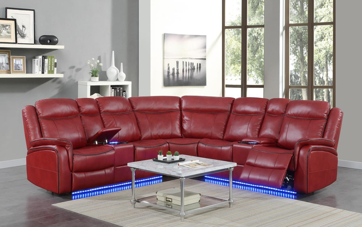 U37 - 3 Piece Power Reclining Sectional (2 Power) - Red
