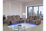 U8000 - 2 Piece Living Room Set (Power Console Reclining Loveseat, Power Reclining Sofa With Power Headrest) - Brown