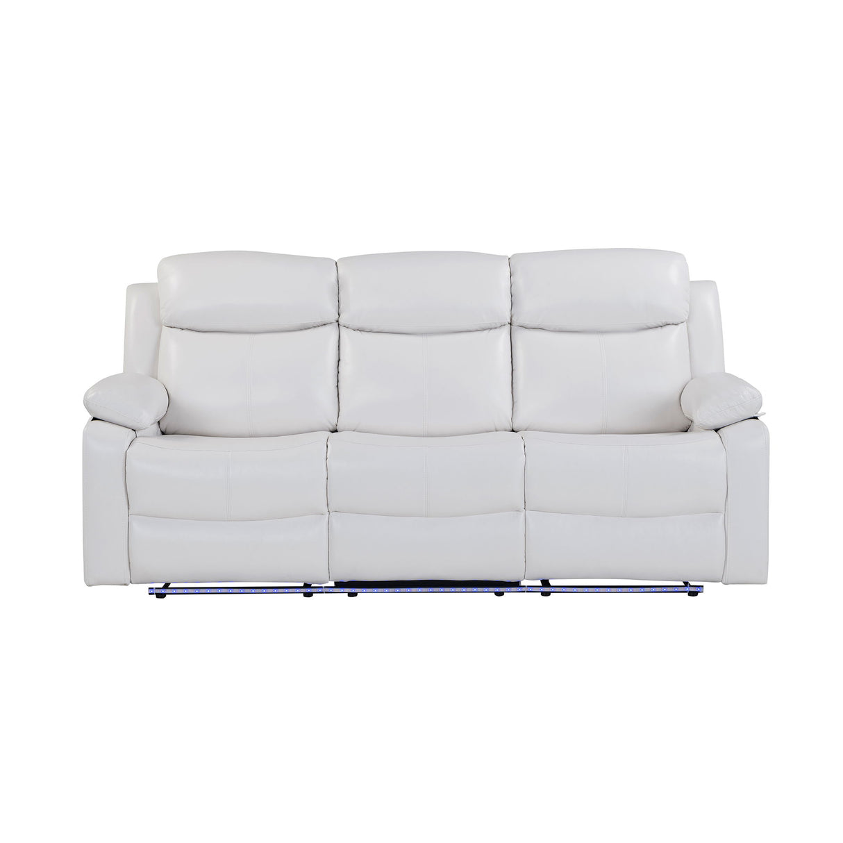 Blanche - Reclining Sofa With LED Lights Frame, Pillow Top Arms - White