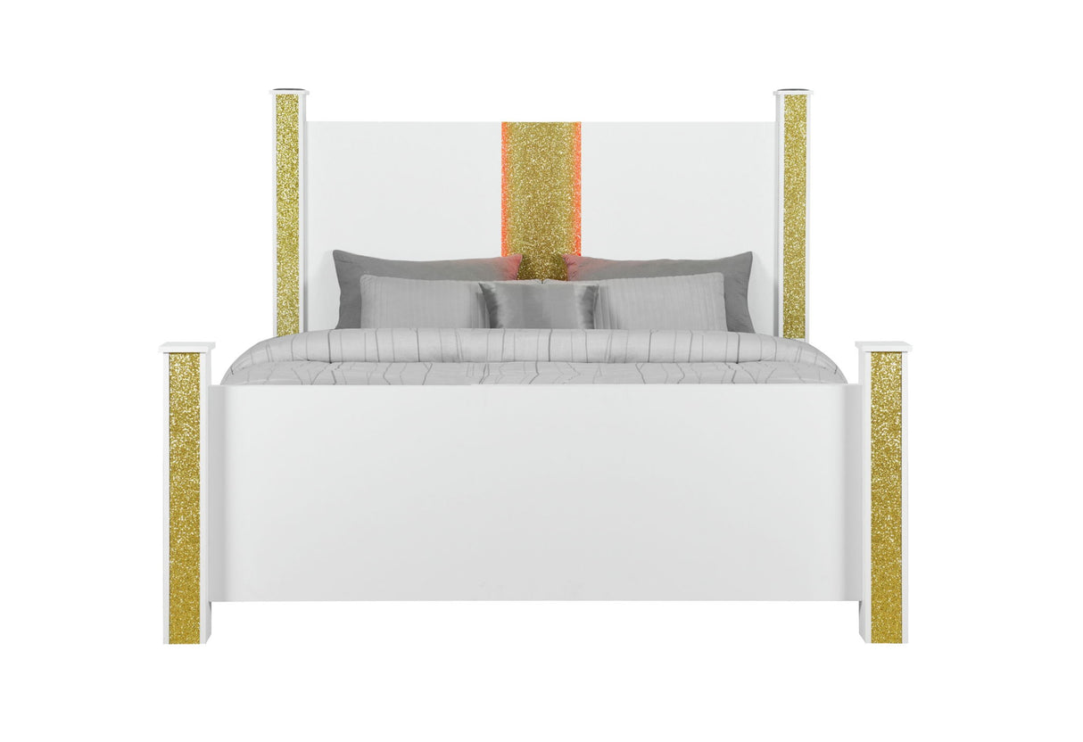 Logan - Queen Bed - Gold / White