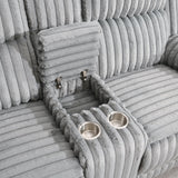 U113 - Corduroy Motion Sofa With Dropdown - Gray
