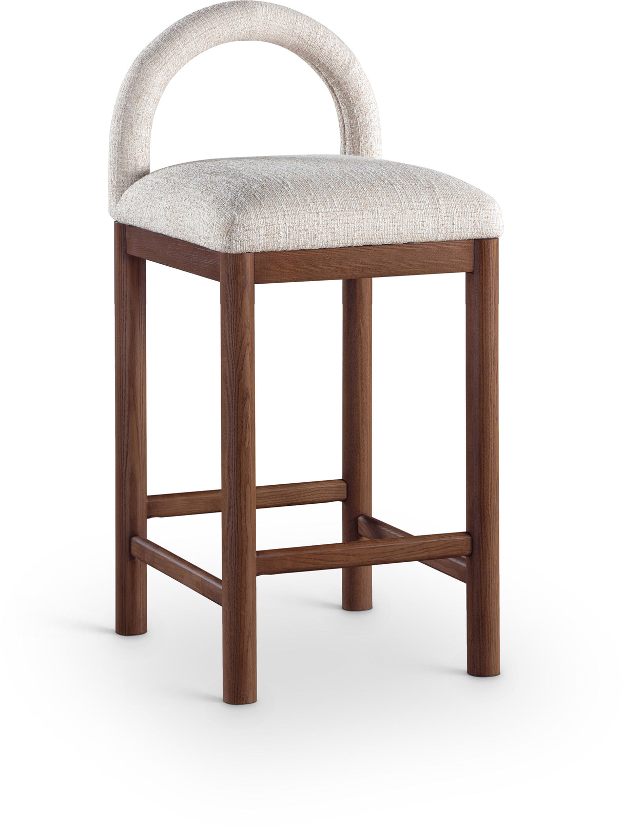 Conrad - Linen Counter Stool With Brown Legs