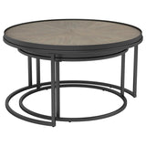 Rodrigo - 2 Piece Round Wood Nesting Table Set - Weathered Elm