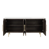 Clayten - Server - White Natural Marble Top & Espresso
