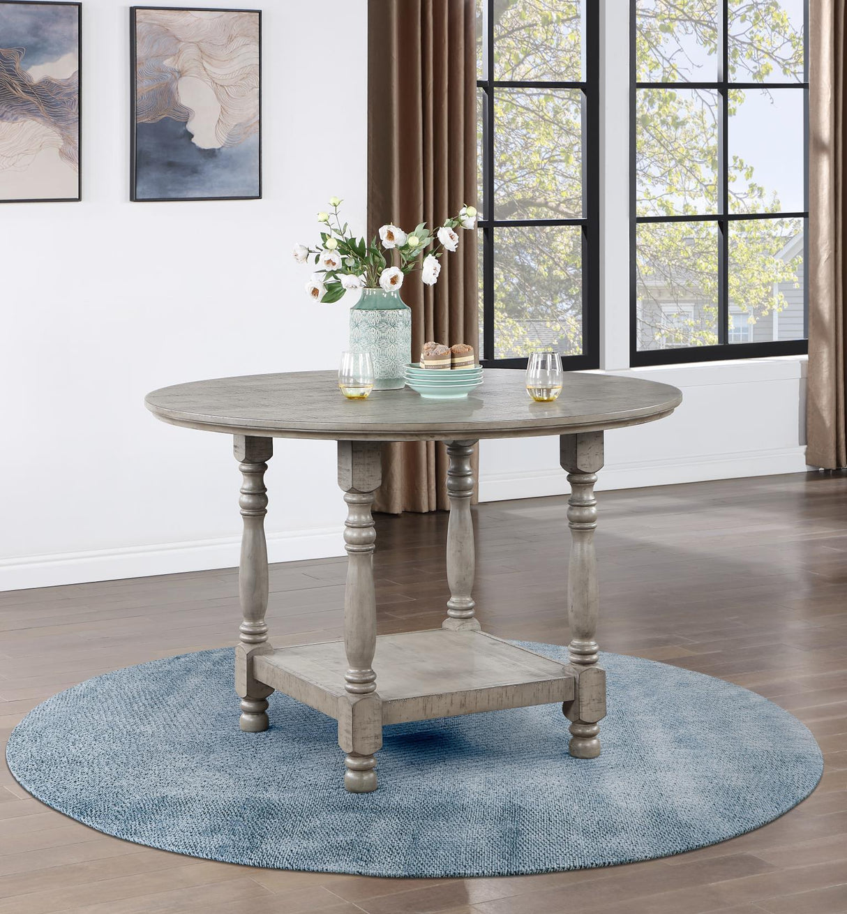 D114 - Round Counter Height Table - Gray