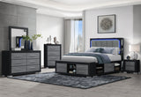 Madison & Emma - 5 Piece King Bedroom Set - Black / Dark Gray
