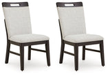 Neymorton - Dining Upholstered Side Chair (Set of 2) - Light Gray / Brown