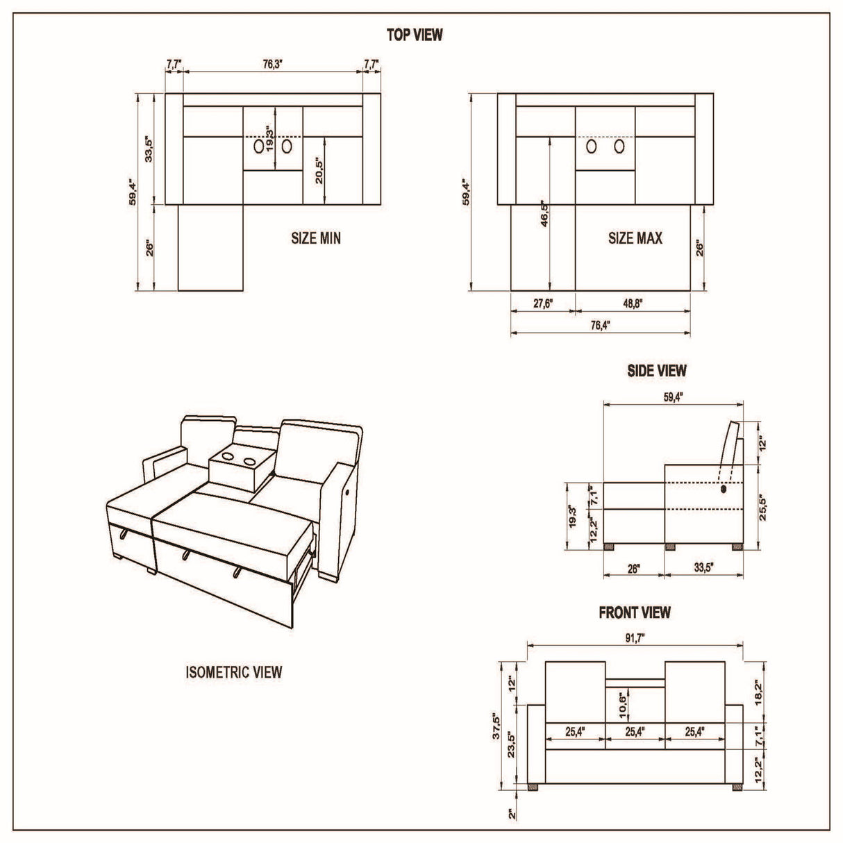Territory - Pull Out Sofa Bed With Design - Dark Gray
