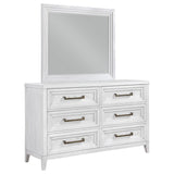 Marielle - 6-Drawer Dresser With Mirror - Distressed White