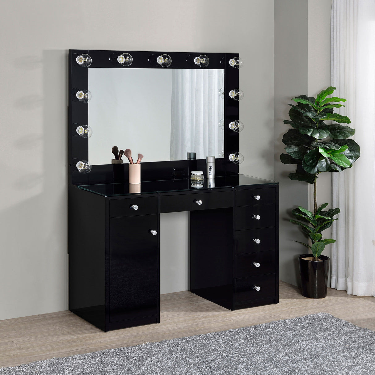 Acena - 7-Drawer Vanity Set With Lighting