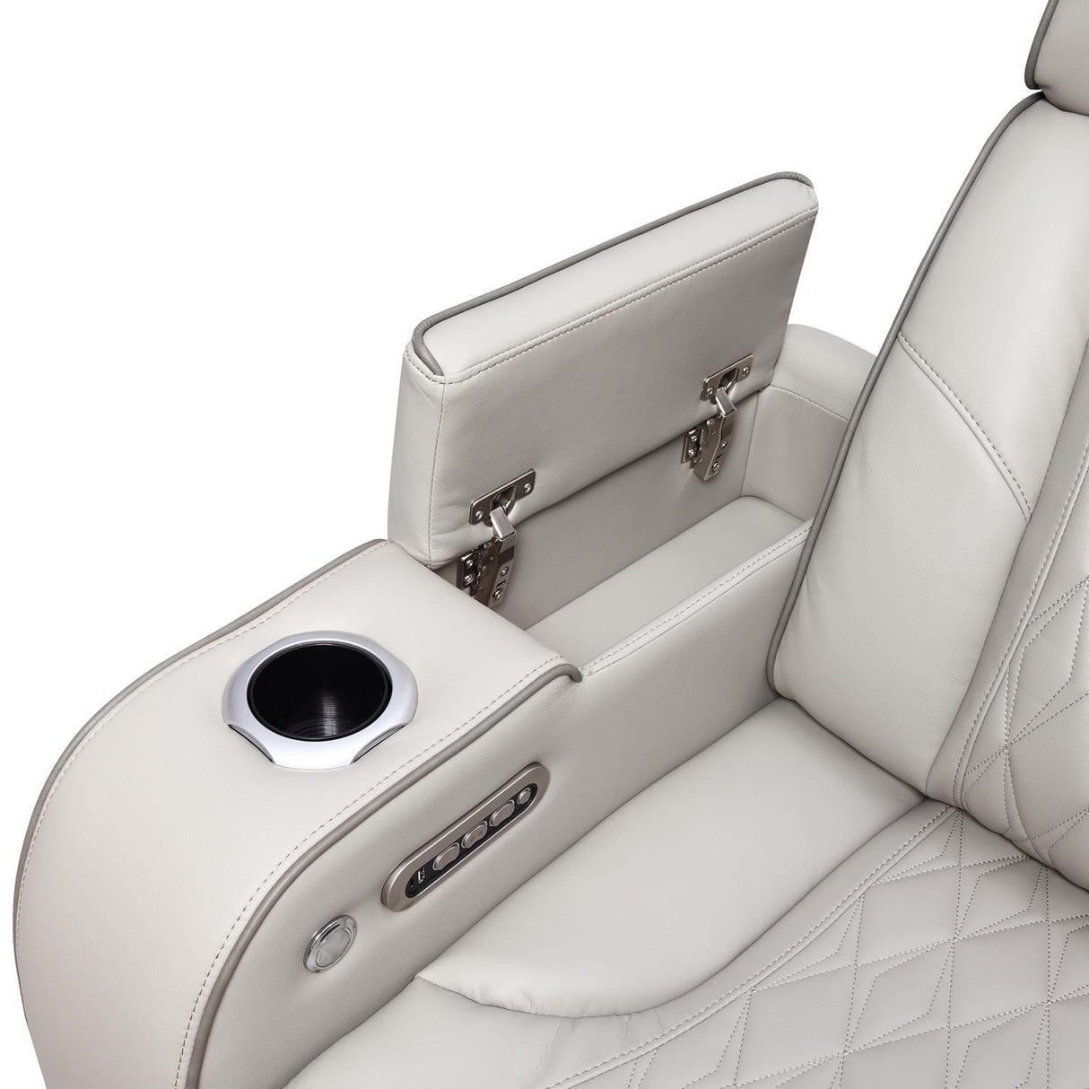 U71 - Power Reclining Loveseat With Power Headrest, Massage, Heat, Ambient Light, Storage Arms / USB And Wireless Charger - Gray