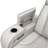 U71 - Power Reclining Loveseat With Power Headrest, Massage, Heat, Ambient Light, Storage Arms / USB And Wireless Charger - Gray