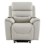 Marsha - Power Recliner With Lift & Massage - Light Gray Leather