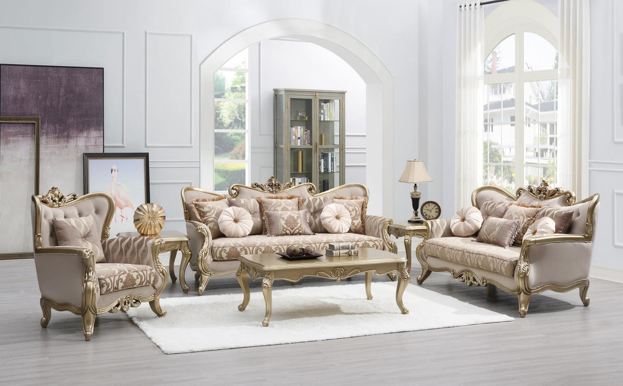 T199 - Coffee Table & 2 End Tables - Gold