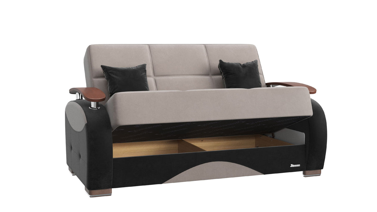 Ottomanson Yafah - Upholstered Convertible Loveseat With Storage - Gray