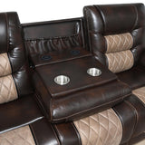 U141 - Motion Sofa With Drop Down, And Two Wireless Chargers - Brown