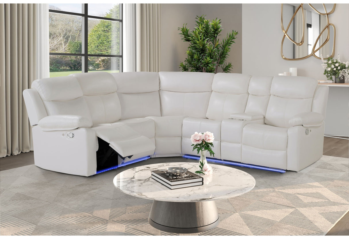 U6026 - Sectional With LED And Speaker - White