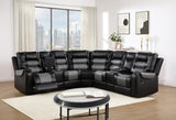 U89 - Black / Motion 3 Piece Sectional - Black