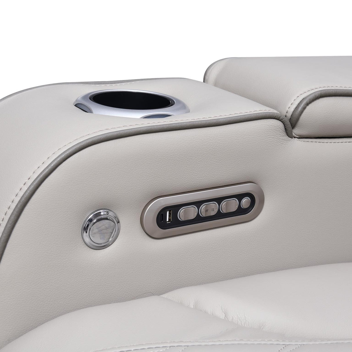 U71 - Power Reclining Loveseat With Power Headrest, Massage, Heat, Ambient Light, Storage Arms / USB And Wireless Charger - Gray