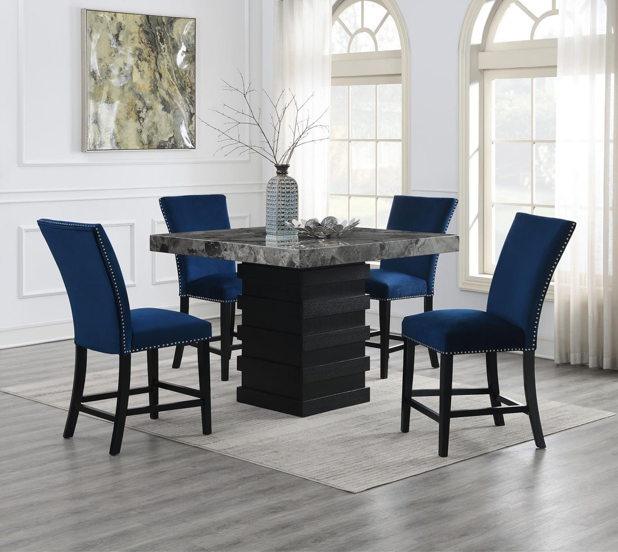 D136 - Faux Marble Counter Table - Gray