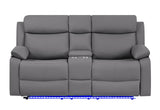 U6026 - Console Reclining Loveseat With LED - Gray