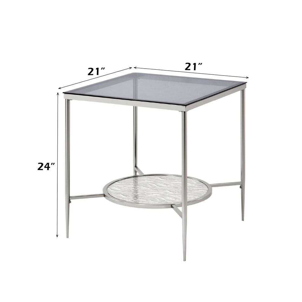 Adelrik - End Table - Glass & Chrome Finish
