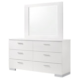 Felicity - 6-Drawer Wood Dresser With Mirror - White High Gloss