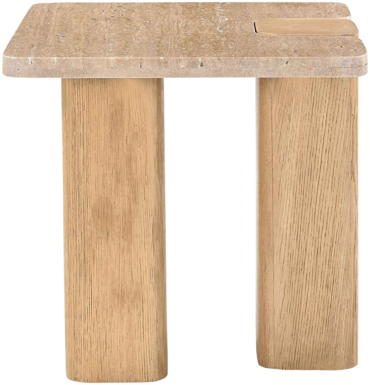 Ravenna - Genuine Fabric Travertine And Oak Wood Table