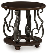 Frallyn - Round End Table - Dark Brown