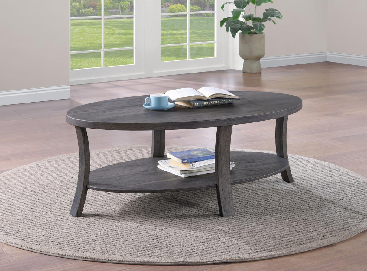 T177 - Coffee Table & 2 Round End Tables - Dark Brown