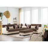 Ottomanson Molina - Convertible Sectional With Storage - Dark Brown & Beige
