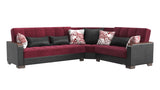 Ottomanson Armada X - Upholstered Convertible Wood Trimmed Sectional With Storage - Microfiber
