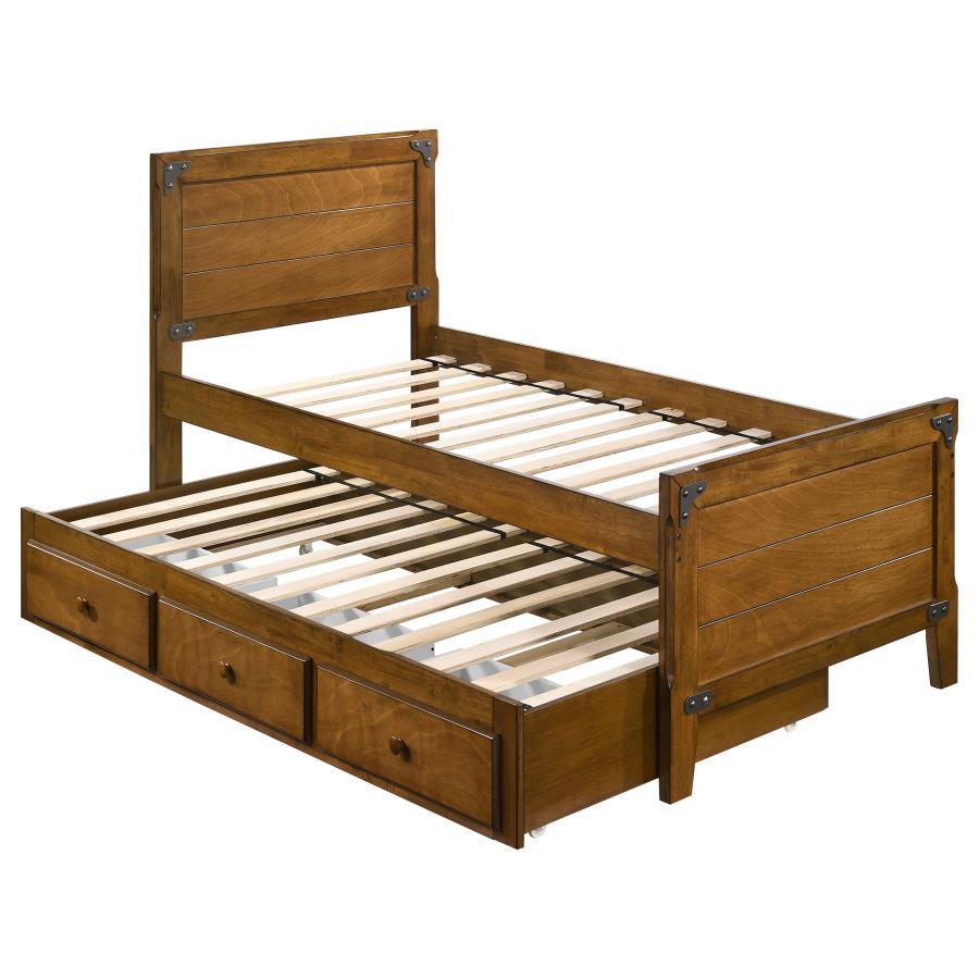 Granger - Wood Twin Storage Captains Bed - Rustic Honey