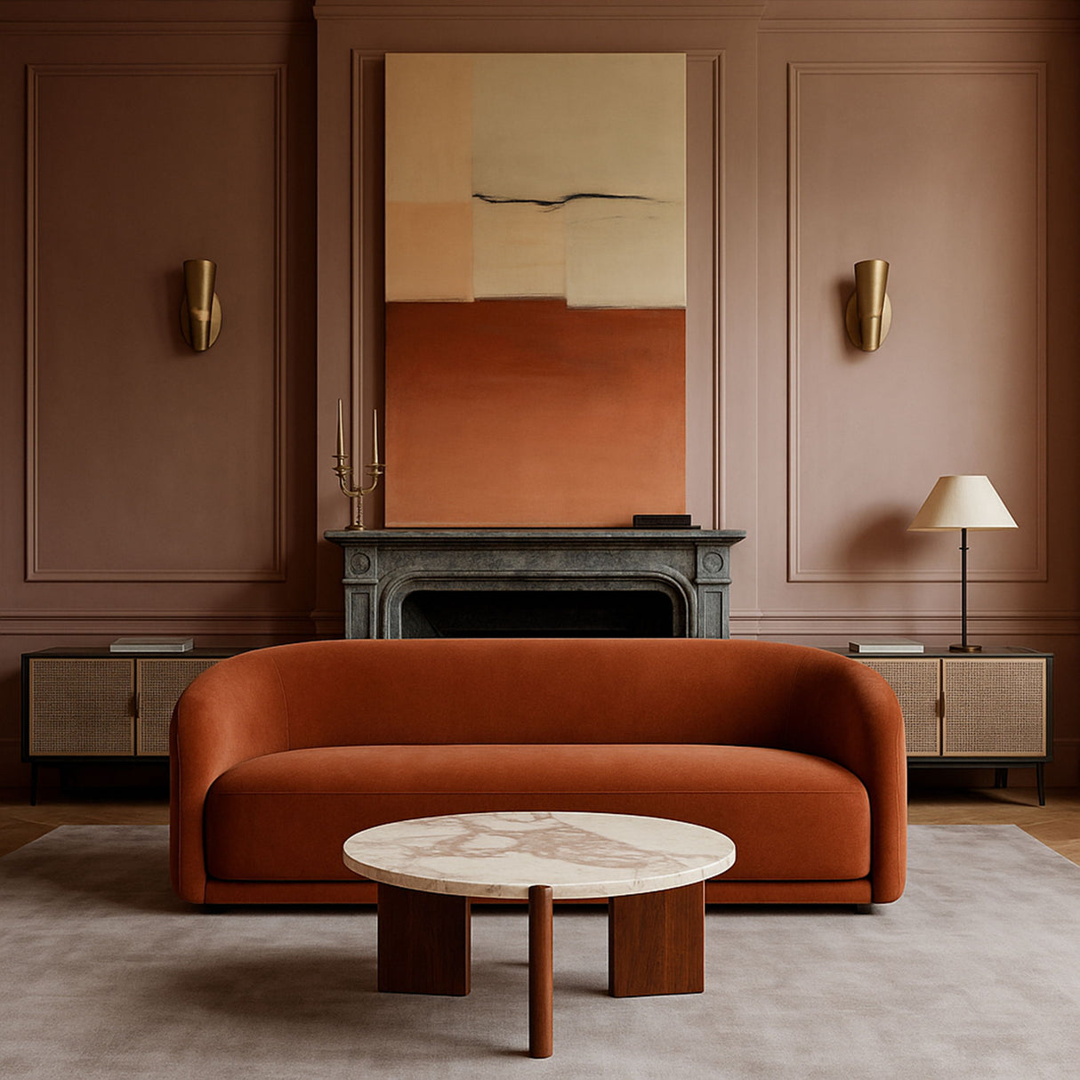 Varenna - Marble Top And Acacia Wood Base Coffee Table - Cream