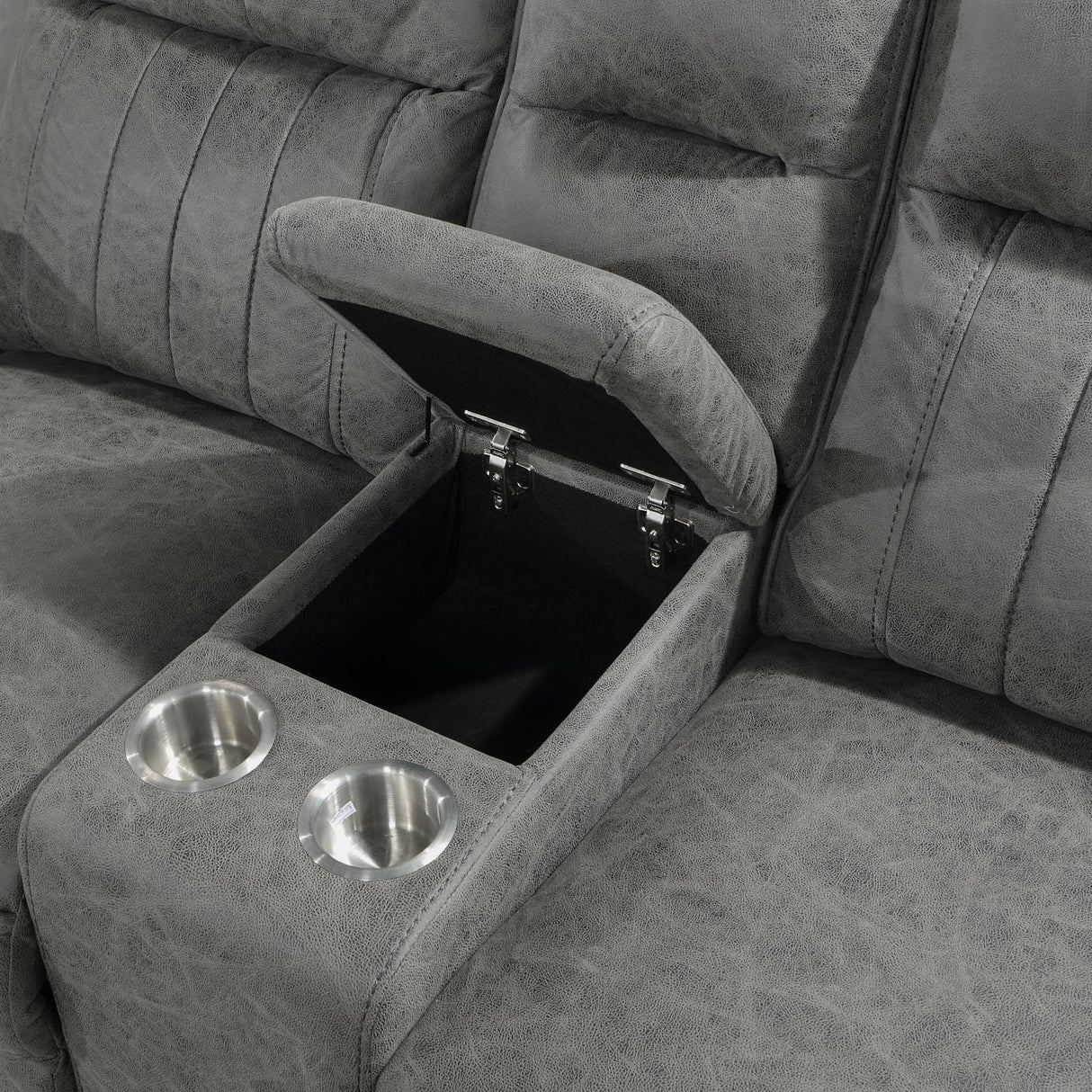 U172 - Motion Sofa With Dropdown Table, With Charger - Gray