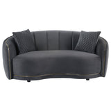 Brookside - Velvet Upholstered Curved Loveseat - Dark Gray