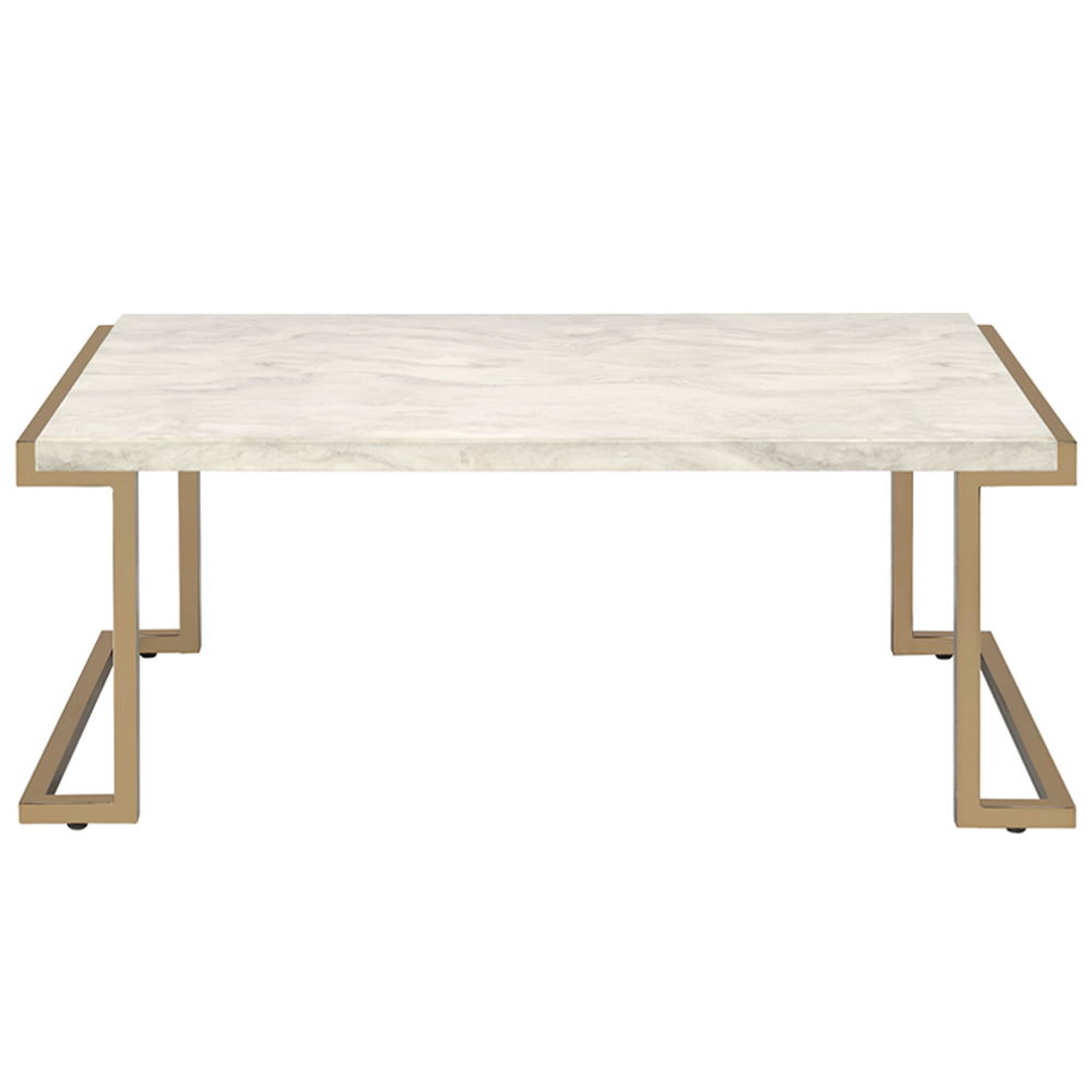 Boice II - Coffee Table - Faux Marble Top & Champagne