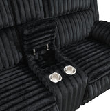 U112 - Corduroy Motion Sofa With Dropdown - Black