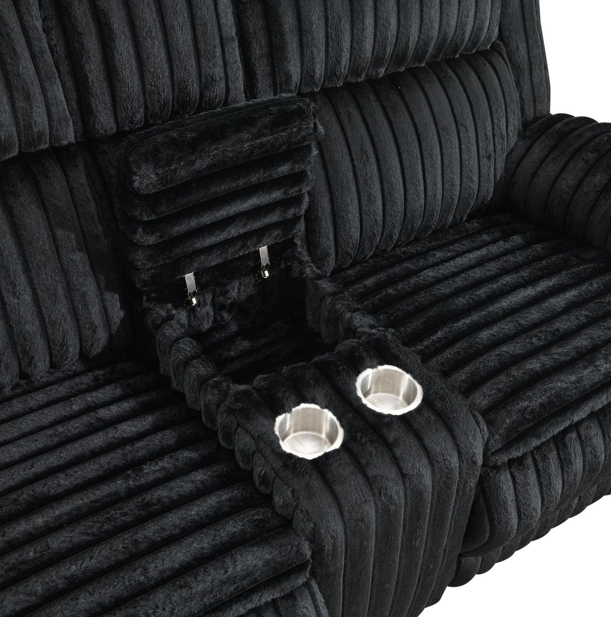 U112 - Corduroy Motion Loveseat - Black