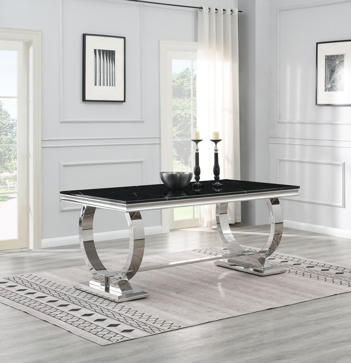 G-082-T-BLACK - Marble Dining Table - Black