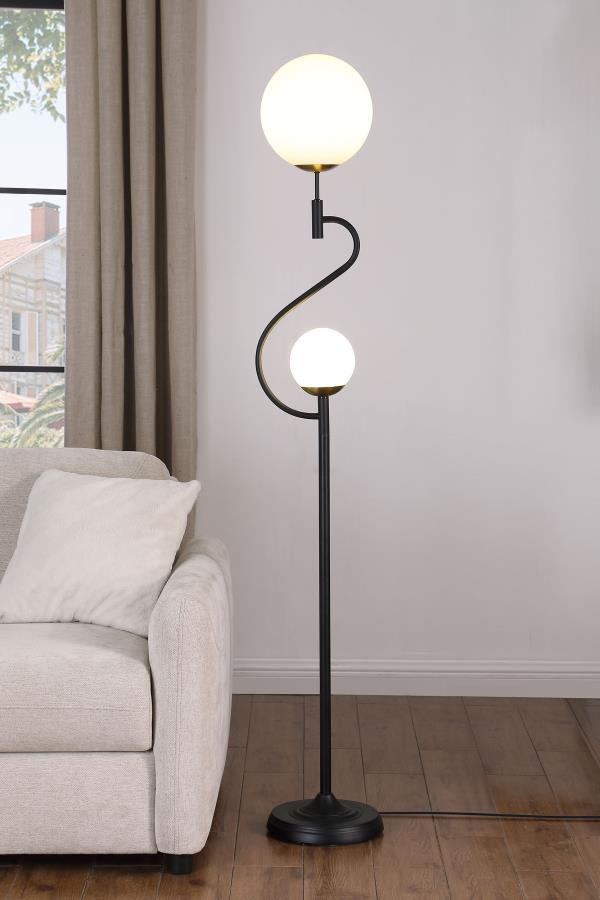 Dacki - Dual Spherical Bulb Metal Floor Lamp - Black