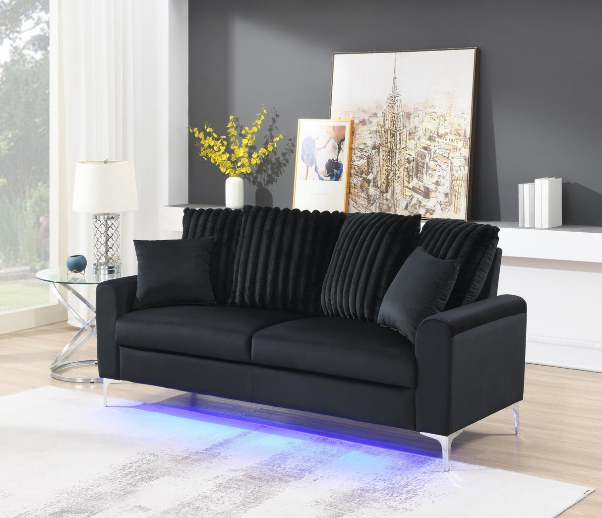 U480 - 3 Piece Living Room Set (Sofa, Loveseat, Chair) - Black