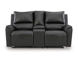Glossmore - Black - Reclining Loveseat With Console
