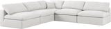 Serene - Linen Textured Fabric Deluxe Comfort 5 Piece Modular Sectional - Cream - Fabric