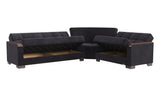 Ottomanson Armada X - Upholstered Convertible Wood Trimmed Sectional With Storage - Microfiber
