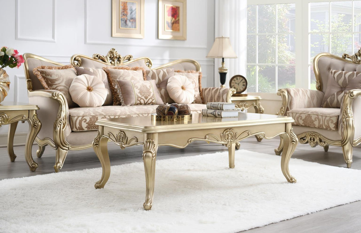 T199 - Coffee Table & 2 End Tables - Gold