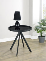 Briggs - Round Marble Printed Glass Top End Side Table