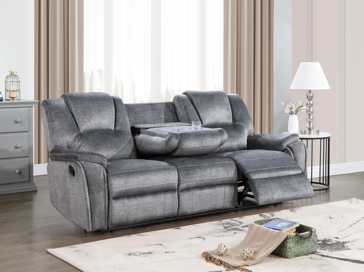 U121 - Motion Sofa With Dropdown Table - Gray