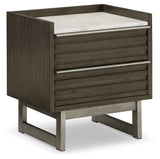Arkenton - Grayish Brown / White - Two Drawer Night Stand