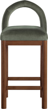 Conrad - Velvet Counter Stool With Brown Legs